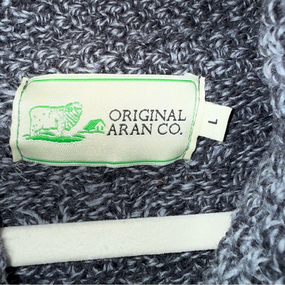 Original Aran Company 100% New Merino Wool Fisherman Sweater-Gray Blue-Large - Picture 5 of 9